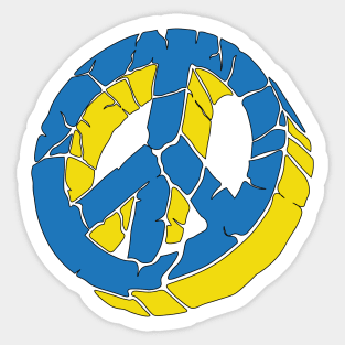 Blue and Yellow Peace Sign Ukraine Flag Colors Peace Symbol Sticker